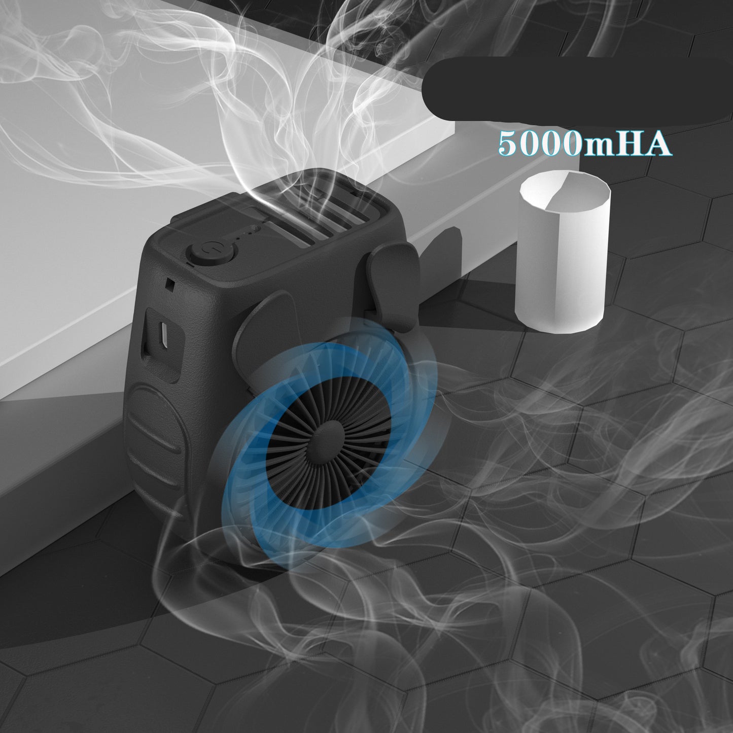 Piccolo ventilatore da cintura da portare con sé, mini ventilatore da collo ricaricabile