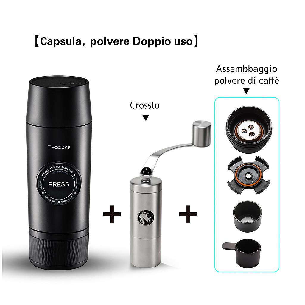 Mini macchina per caffè espresso portatile ricaricabile meccanica